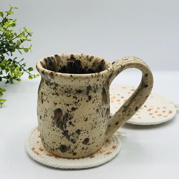 One Set of 4 Rope Coffee Coasters Cotton Tan Beige Orange Gingham Design Boho 5" - Picture 4 of 4